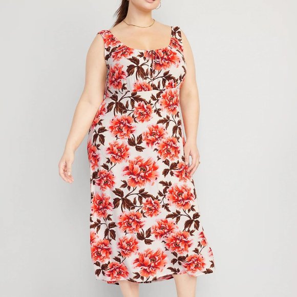 NWT Old Navy Waist-Defined Sleeveless Printed Crepe Midi Dress for Women - Picture 6 of 7